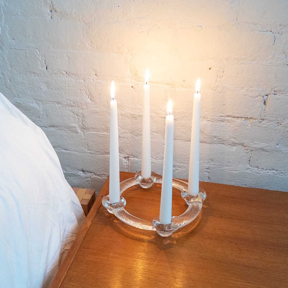 Vintage Pukeberg Sweden Glass Candle Wreath Candelabra